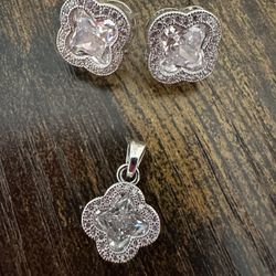 Macy’s— Sterling Silver Cubic Zircon Jewelry earrings and necklace padeant
