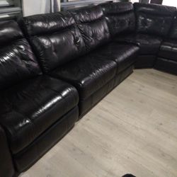 SECTIONAL GENUINE LEATHER RECLINER ELECTRIC BLACK COLOR... DELIVERY SERVICE AVAILABLE ✅🚚💥