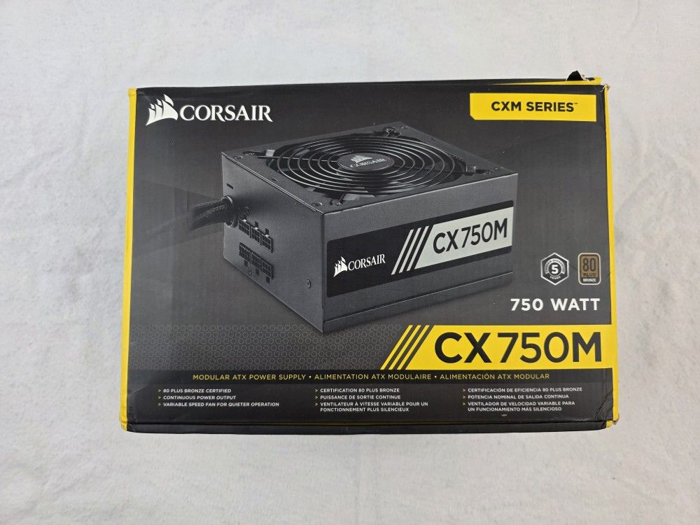 Corsair CX750M 750W Modular Power Supply - Black (CP-(contact info removed)) W/ Power Cord NIB