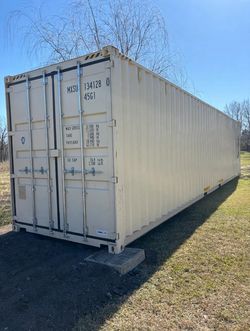 Beige 40' High Cube One Trip Shipping Container — New, Extra Height, Delivery Available