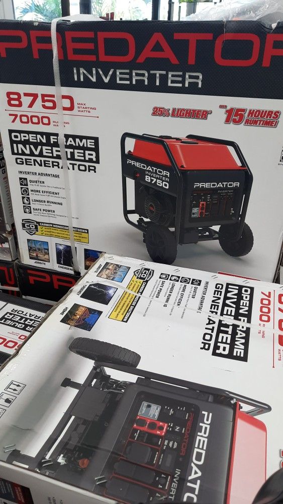 NEW PREDATOR 8750 WATTS INVERTER GENERATOR QUIET/LONGER RUNNING/EFFICIENT