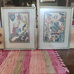 PAIR OF FRAMED MEDIEVAL PRINTS