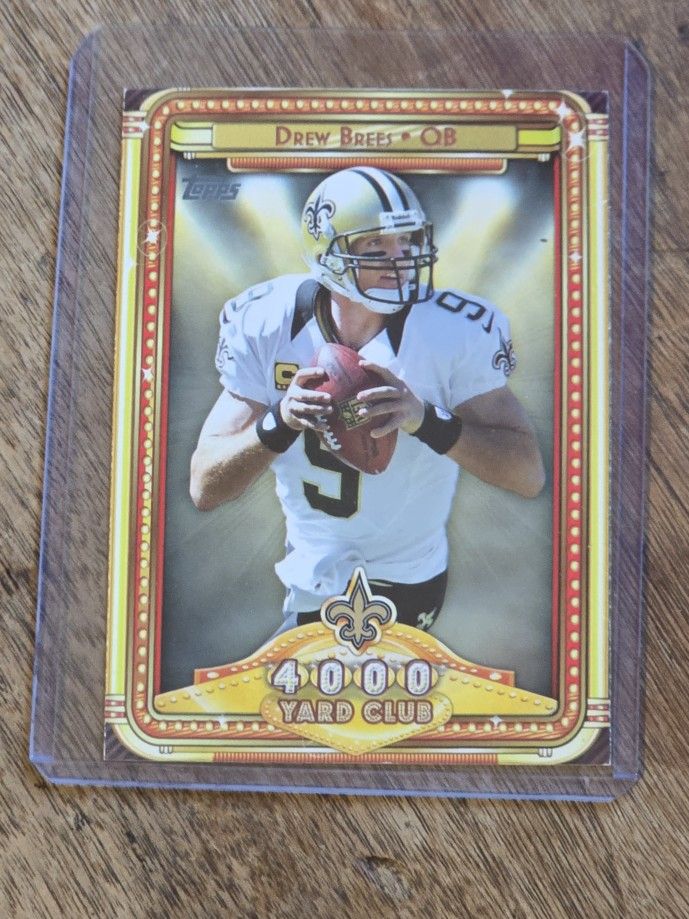 2013 Drew Brees Topps 4000 Yard Club football trading No.1 New Orleans Saints. Mint