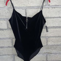 New Black Velvet Bodysuit