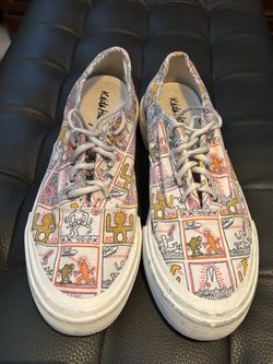 Pop Art Keith Haring and H& M Patterned Canvas Sneakers Size 13. Available in Coral Gables.