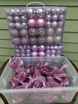 Pink Christmas Ornaments Set