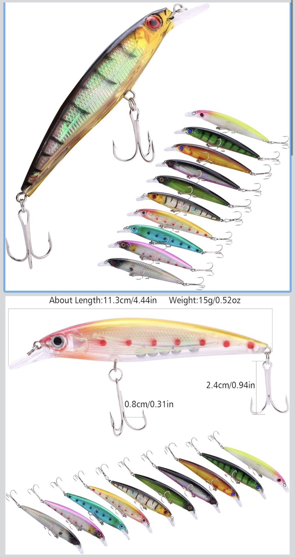 Sougayilang Minnow Fishing Lures Crankbaits Set Fishing Hard Baits Swimbaits Boat Topwater Lures for Trout Bass Perch Fishing