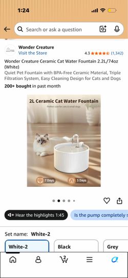 Quiet Pet Fountain with BPA-Free Ceramic Material, Triple Filtration System, Easy Cleaning Design for Cats and Dogs
