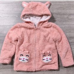 Members Mark Jacket Toddler Girls 4T Plush Cat Jacket Kids Pink