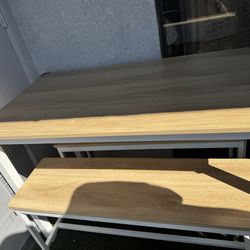 Recaceik Dining Table Set for 4 Kitchen Dining Room Set with 2 Dinner Benches, Farmhouse Breakfast Table