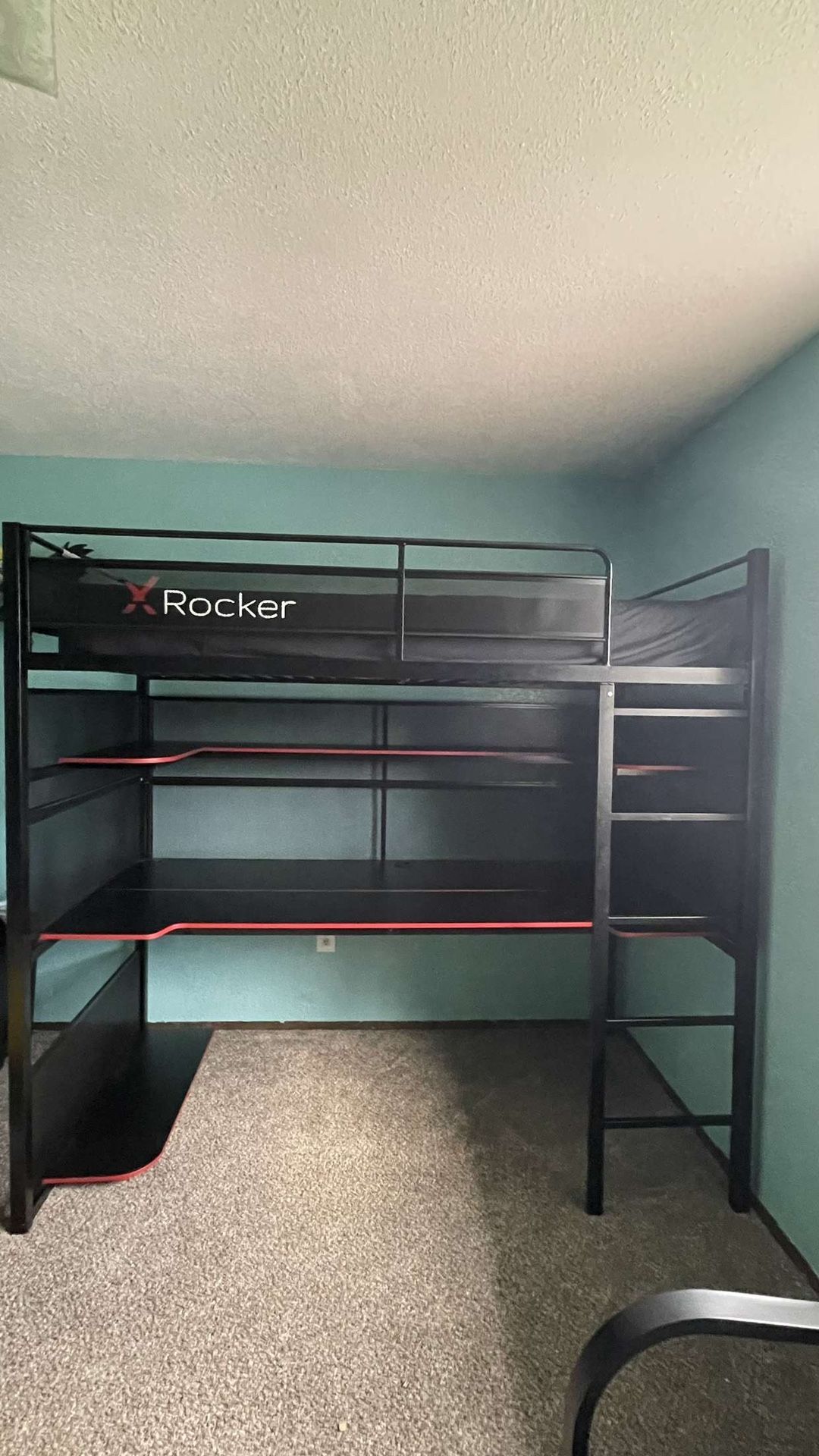 Loft Twin Bed w/ Mattress & Tv stand 