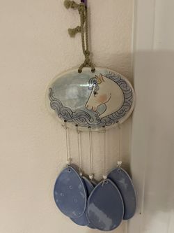 Unicorn Wind chime Glazed Ceramic