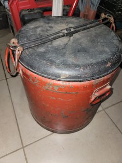 Antique Steel Round Ice Chest