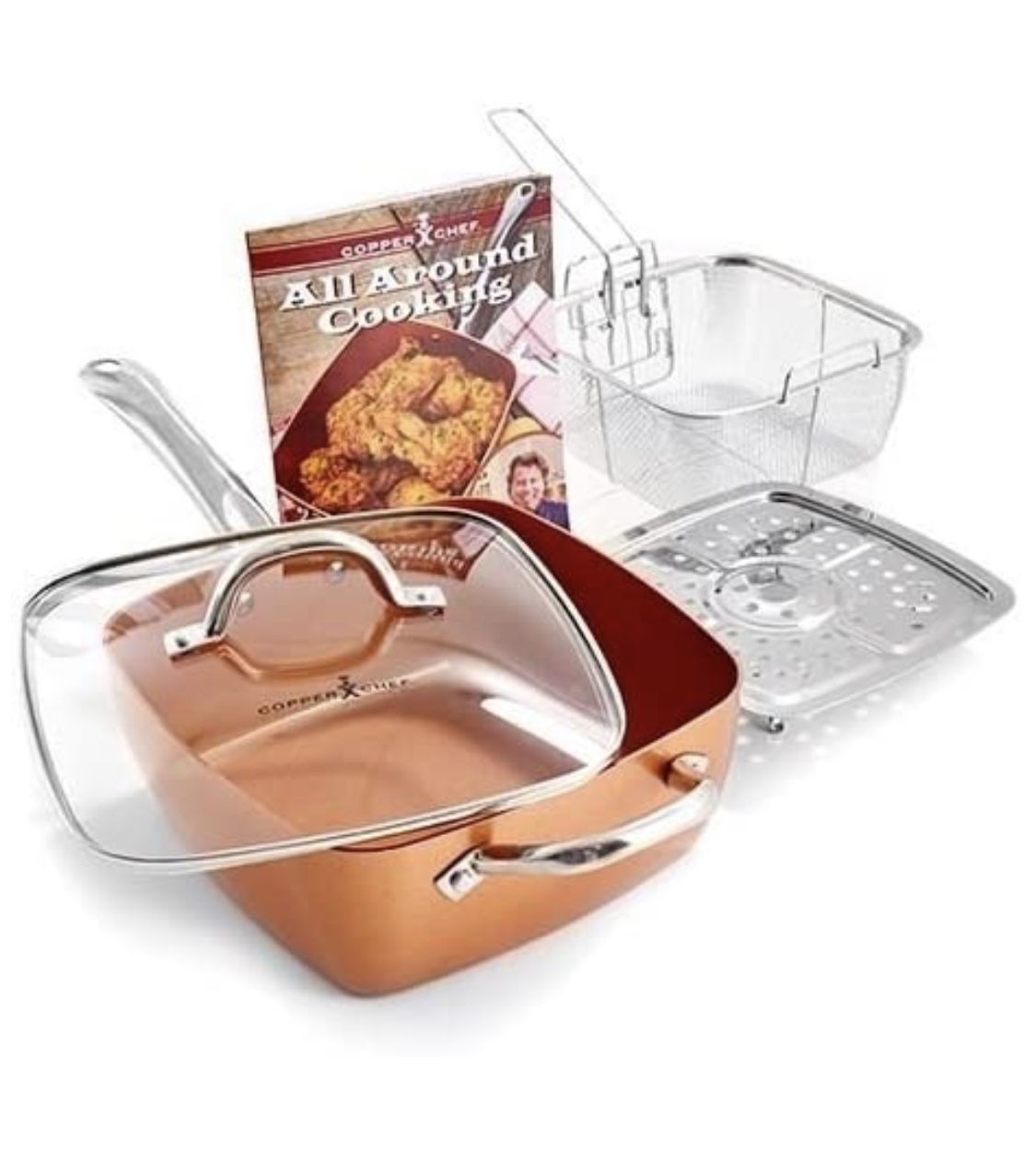 Copper Chef Square 9-1/2” DEEP DISH Pan 5 -piece Set - NEW! In original sealed box !!