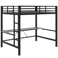 🎊BRAND NEW IN BOX🎊Full Size Metal Loft Bed Frame with LED Light and Desk,for Kids Teens Adults Bedroom Use