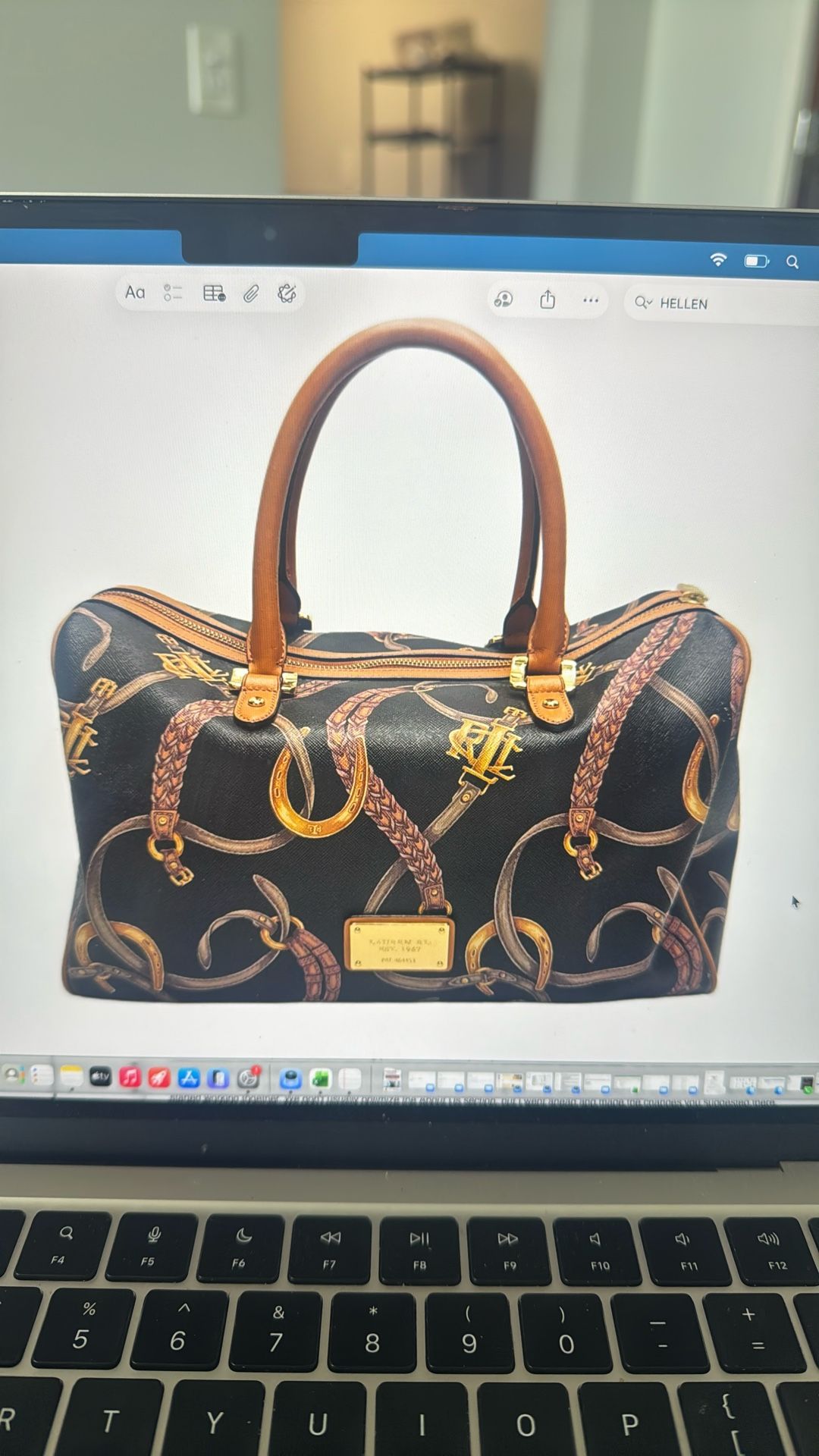 Purse Ralph Lauren Satchel Bag Equestrian Pattern