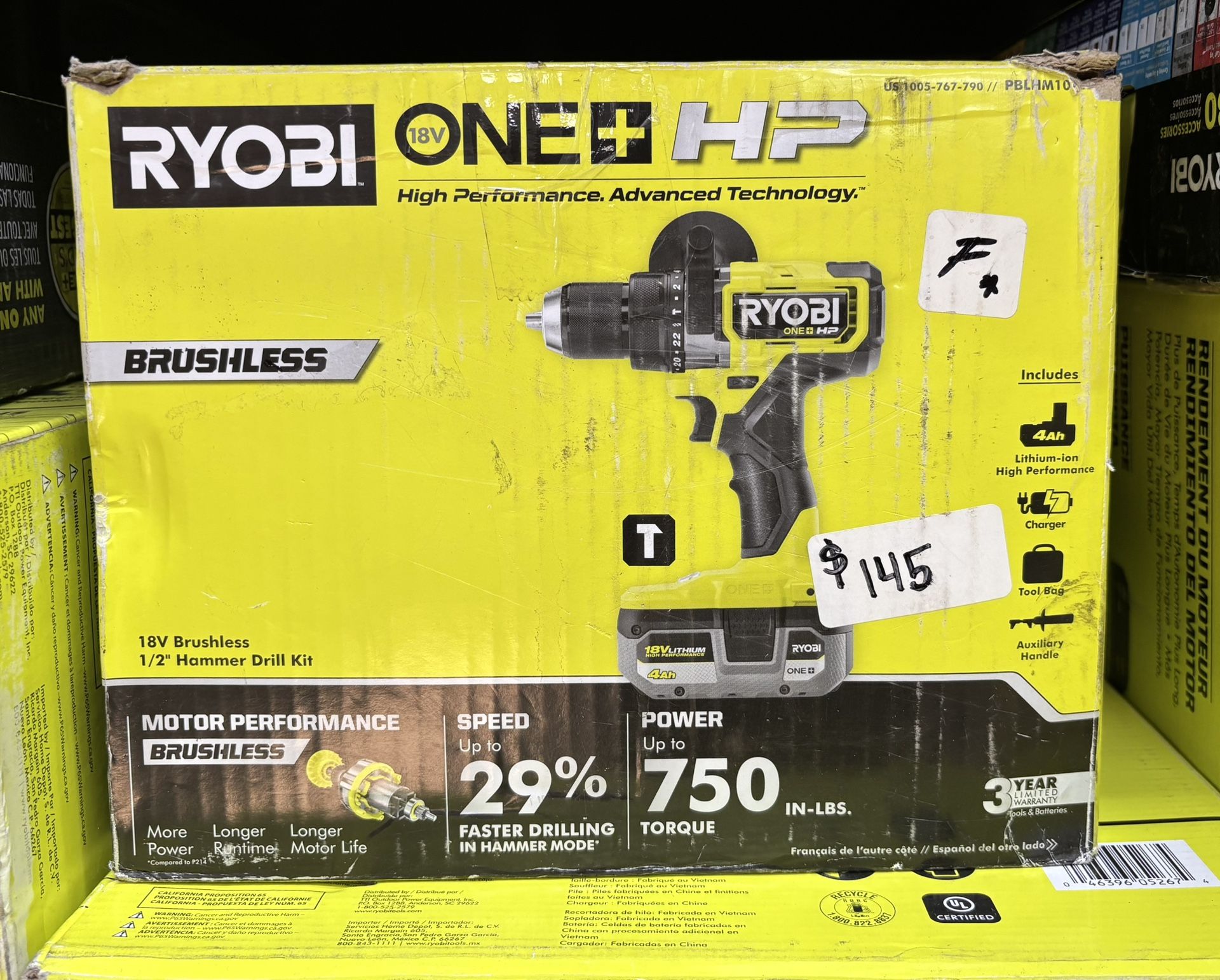 Ryobi 18V Brushless 1/2" Hammer Drill Kit (Used Like New)