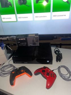 🎁 XBOX ONE Console Gift Bundle 2 Black+Orange+RED controllers 2 player Fun + AC Adapter Power Supply WIRED