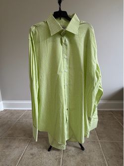 Rocawear Men's 3XL Green White Check Cotton Button-Up Shirt Long Sleeve