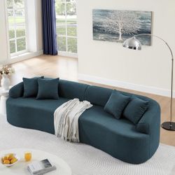 Modern Curved Sectional Sofa, 104'' Oversized Cloud Couch with 4 Pillows, Upholstered Boneless Compression Sofa