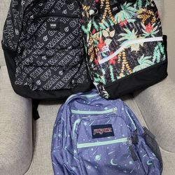 Vans and Jansport Backpacks