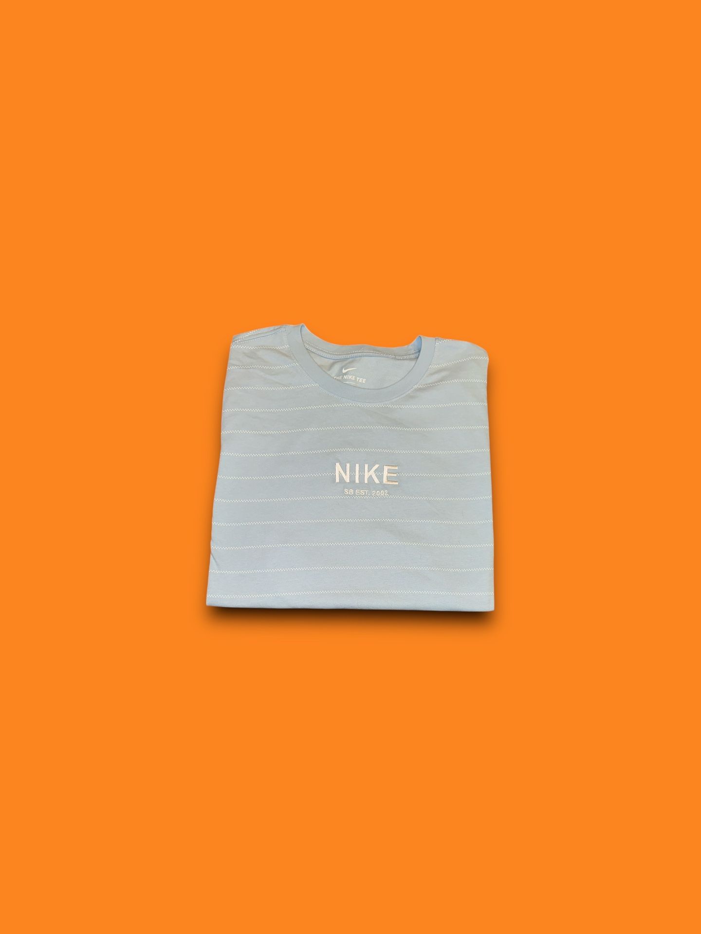 Nike SB Stripe Y2K T-Shirt Mens XL Light Blue Cotton Embroidered Crew Neck