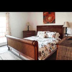 Tommy Bahama King Bed Frame With  Mattress and Box Springs