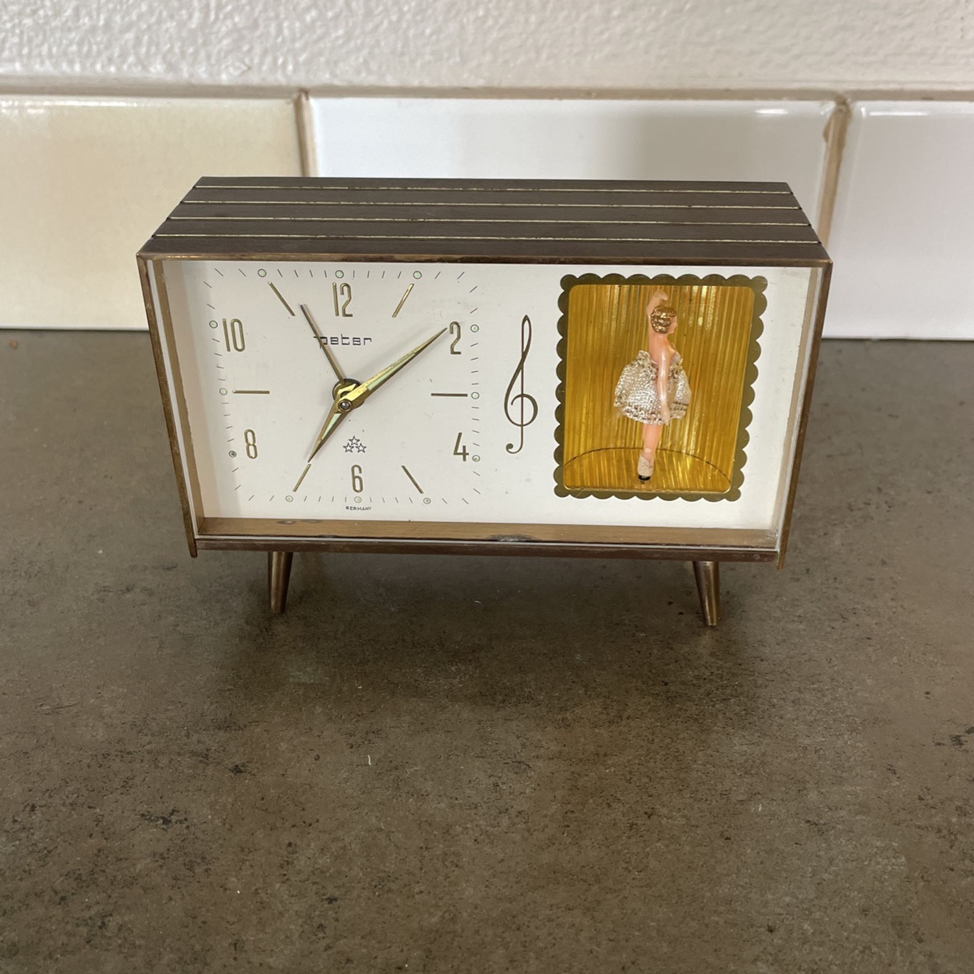 Vintage Peter Alarm Clock Dancing Ballerina Music Playing