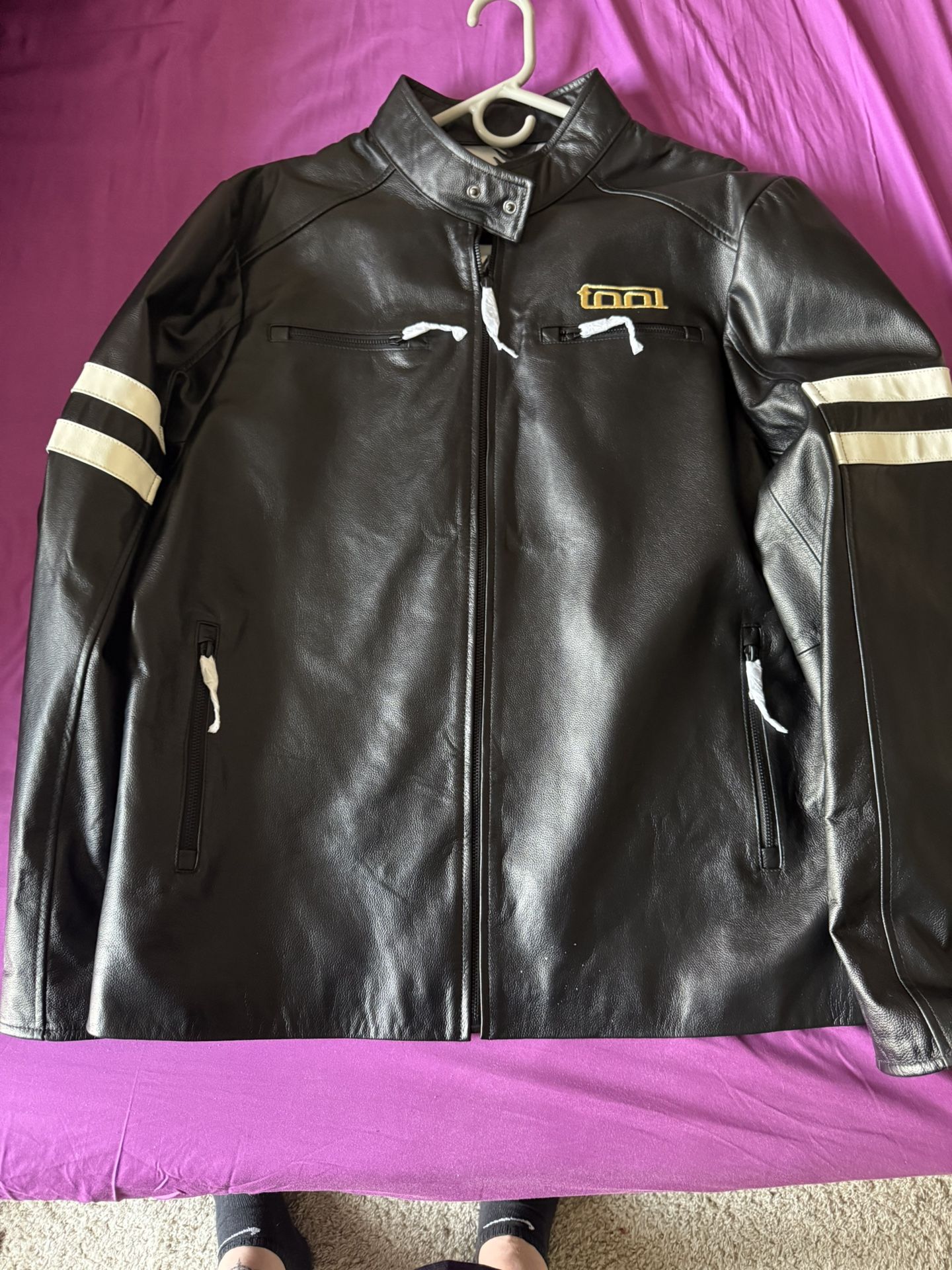New Tool Band Leather Jacket With Tag