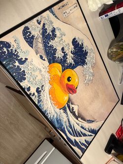 Hokusai “Great Wave” Rubber Duck Art Print – Framed