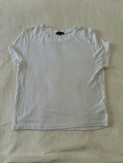 White Ribbed Baby Tee Short Sleeve Basic Top