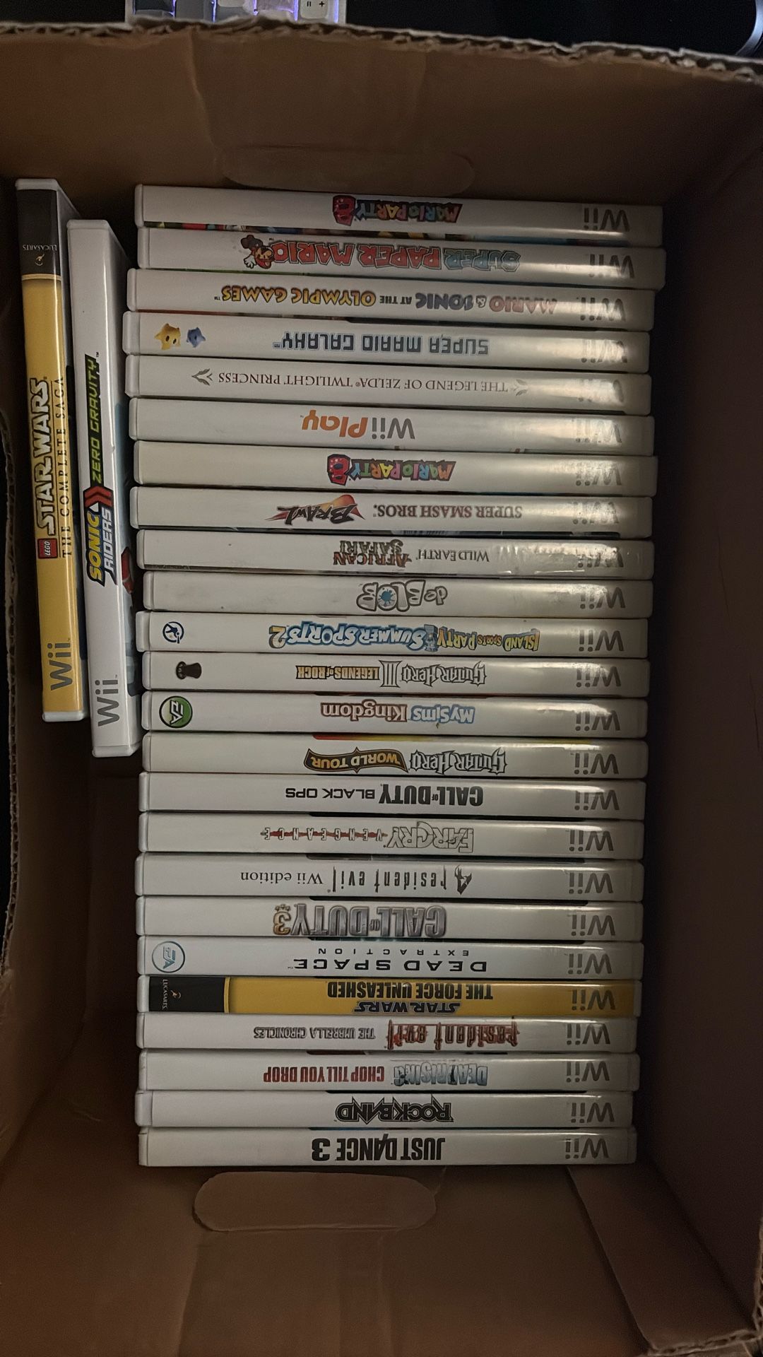 wii with a bunch of games
