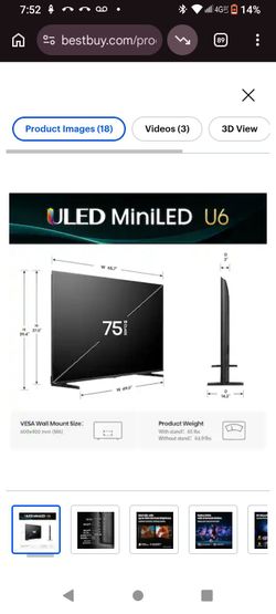 75" Hisense TV with ULED miniLED and 4K