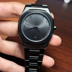 Luxury Black Arabic Metal Watch - Heavyweight + Water Resistant