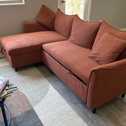 Orange Corduroy Sectional 
