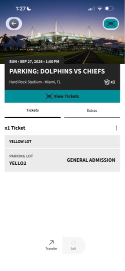 Dolphins Yellow Parking Pass