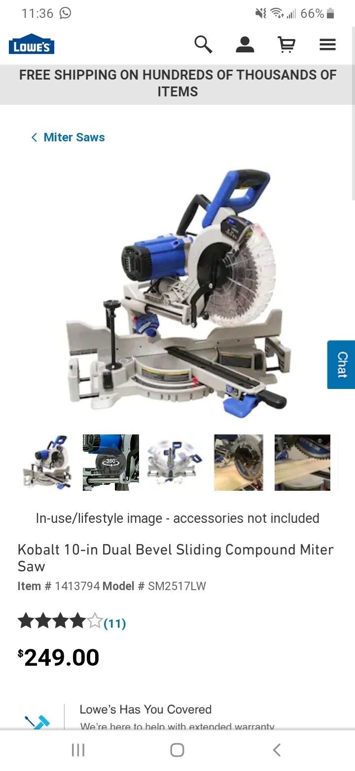 Kobalt 10 in Dual Bevel Sliding Compound Miter Saw Item 1413794