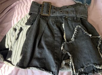 Hot Topic Social Collision Distressed Denim Skirt