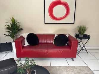 Red leather couch