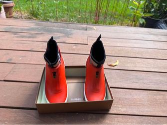 Burberry Red Rubber Ankle Rain Boots