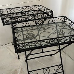 IRON - TRAY Tables     One With Glass