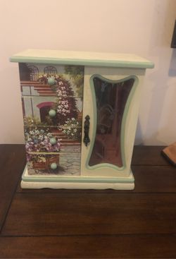 Wooden hand painted jewelry cabinet