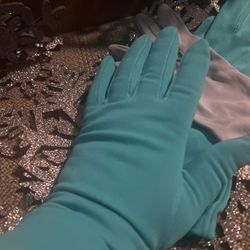VTG 2pr Woman’s Dress/Cocktail Gloves Sml/Med Turquoise10” Lng & Dove Gray7” Lng
