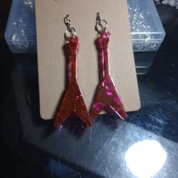 Hand Crafted Resin Guitar.Earrings.