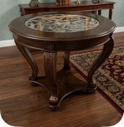 Round Wood End Table without Glass Top