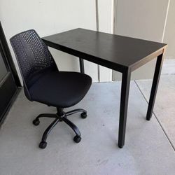 New In Box 40x20x30 Inch Tall Desk Table With Office Computer Chair Black Color Furniture Combo Set 
