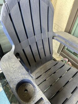 2 blue patio chairs