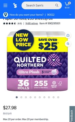 Quilted Northern 36 pack toilet paper