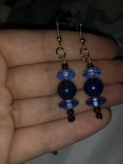 garnet and lapis lazuli earrings