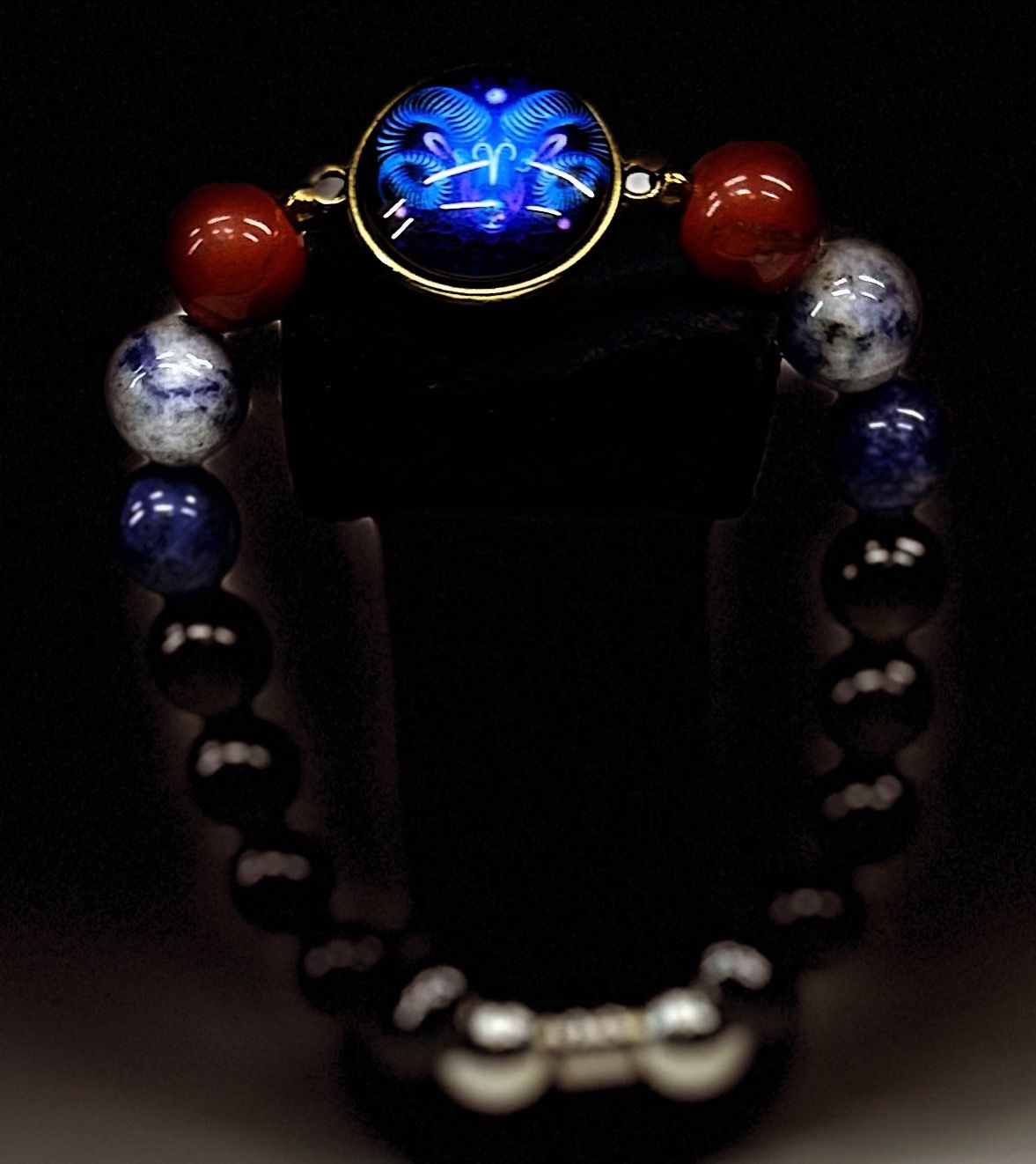 Sodalite Zodiac Men’s Handmade Stretch Bracelet 